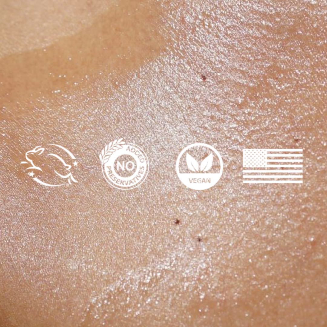Close-up of a textured surface with four logos: a fish, a no logo, a dove, and an American flag.